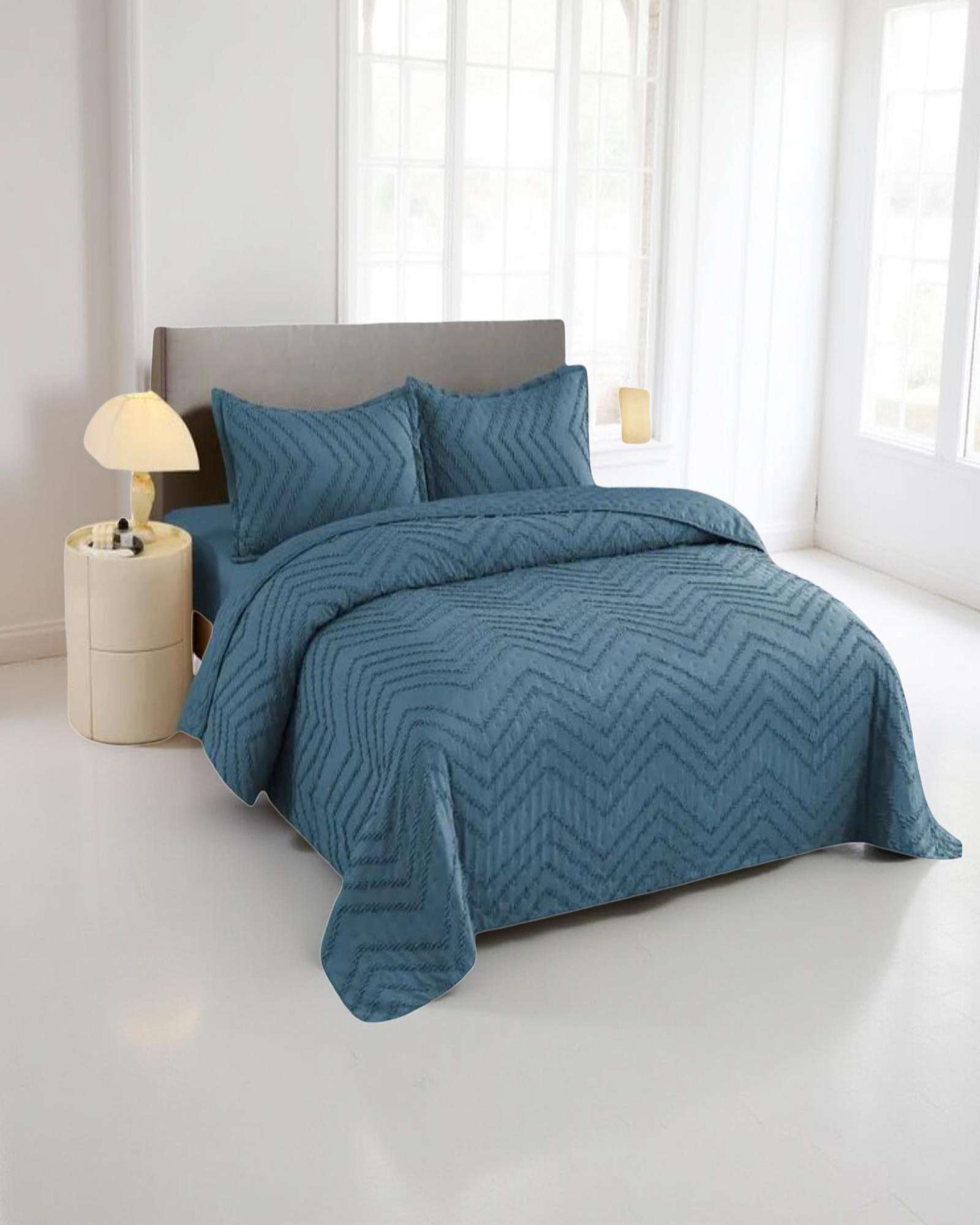CUBRECAMA QUILT MODERNO DE VERANO DISEÑO CHEVRON 2 PLAZAS - 3