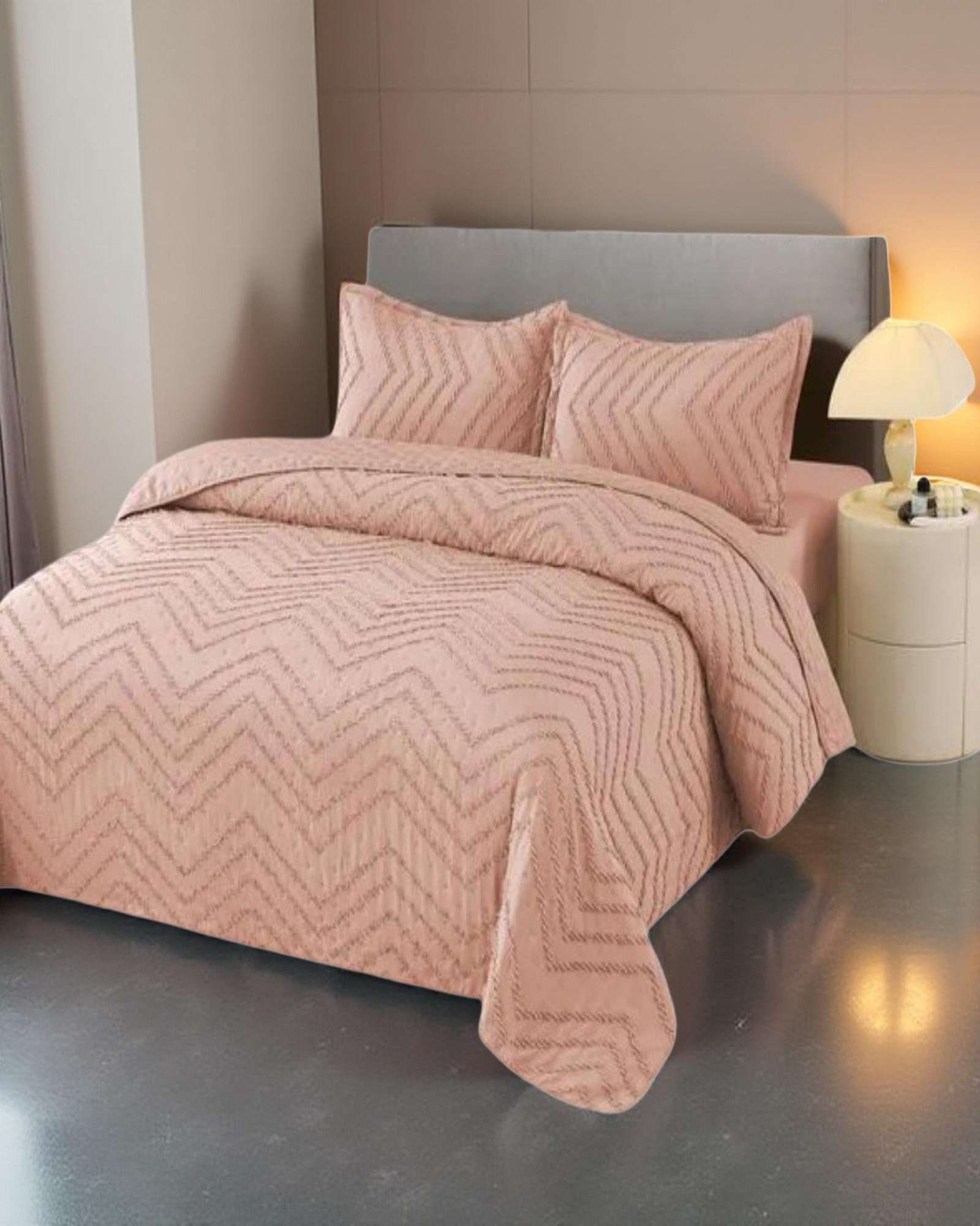 CUBRECAMA QUILT MODERNO DE VERANO DISEÑO CHEVRON 2 PLAZAS - 1