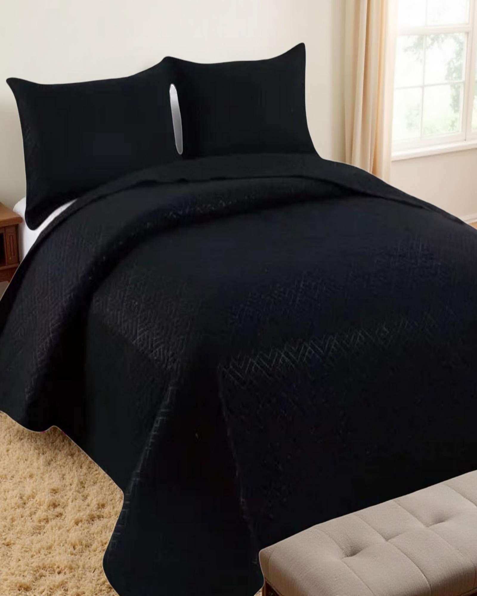 CUBRECAMA QUILT TEXTURIZADO ESTILO MODERNO Y CONFORT 2 PLAZAS - 1