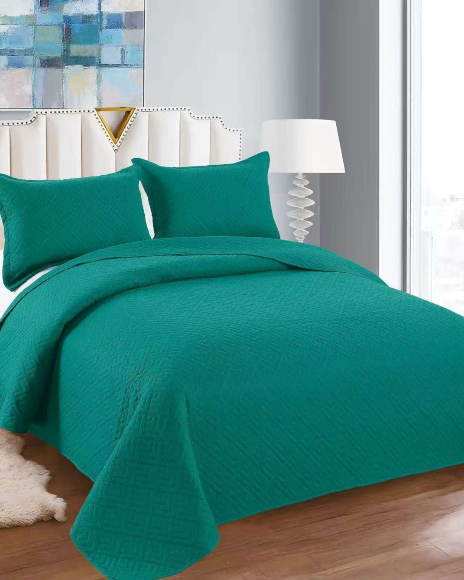 CUBRECAMA QUILT TEXTURIZADO ESTILO MODERNO Y CONFORT PLAZA Y MEDIA - 1