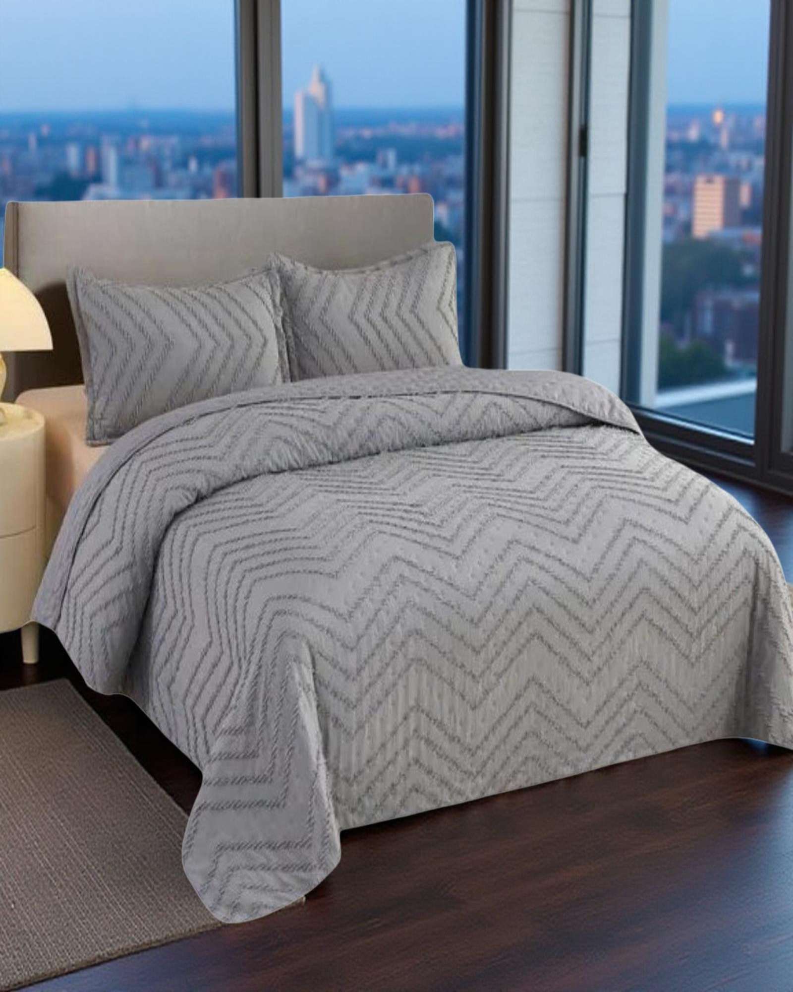 CUBRECAMA QUILT MODERNO DE VERANO DISEÑO CHEVRON 2 PLAZAS - 1