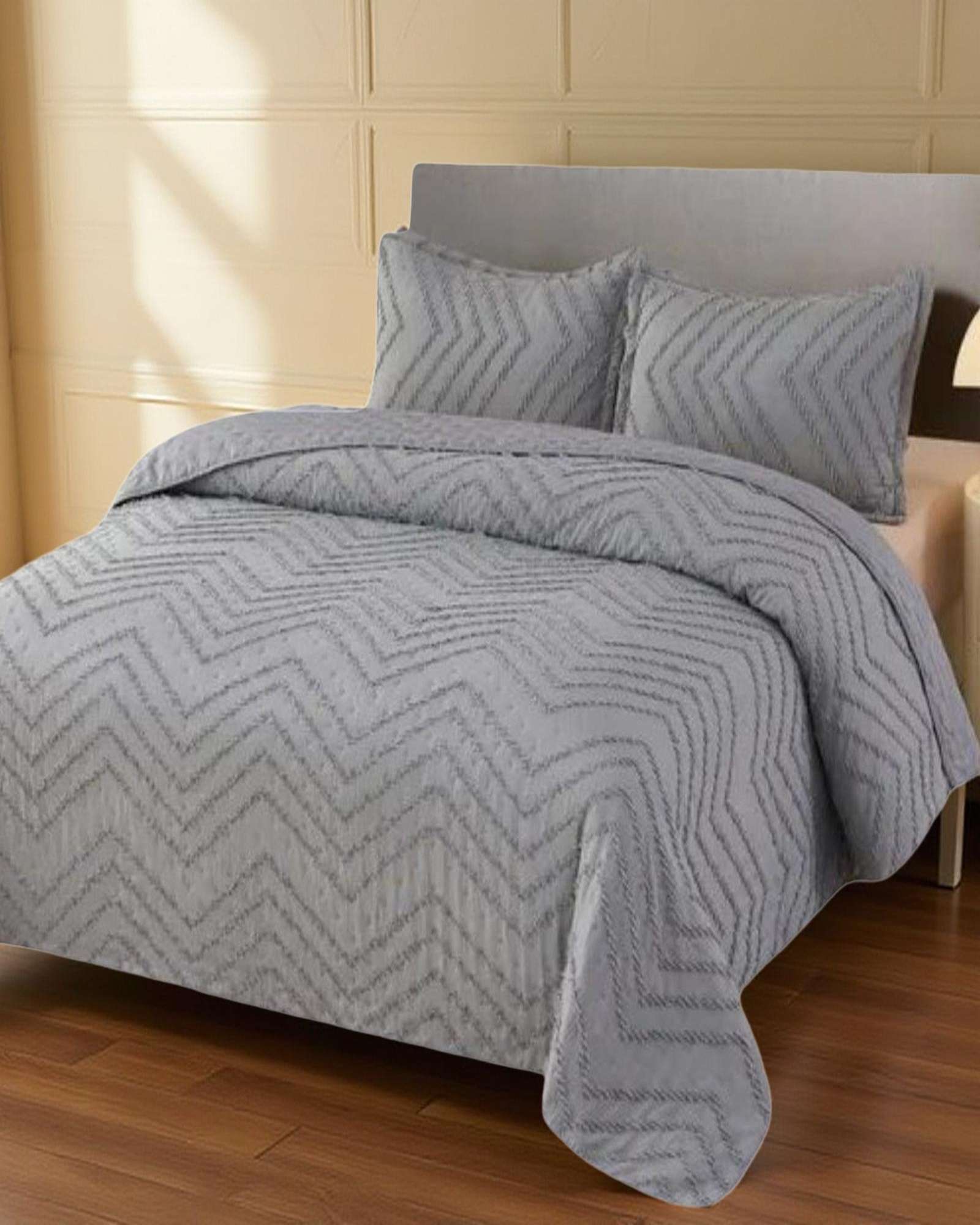 CUBRECAMA QUILT MODERNO DE VERANO DISEÑO CHEVRON 2 PLAZAS - 3
