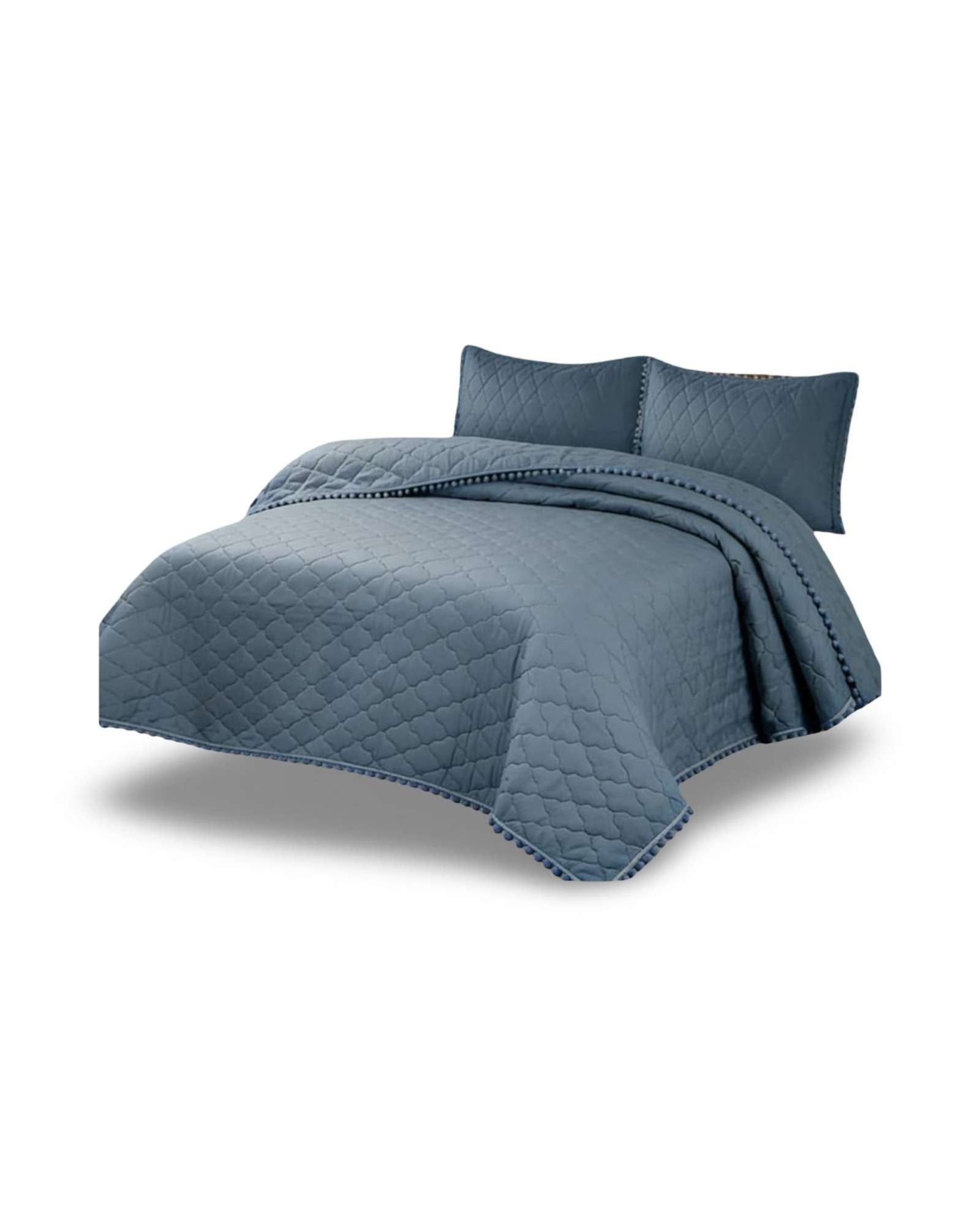 QUILT PREMIUM BLANCO BOHO-CHIC CON POMPONES KING-SUPERKING - 4