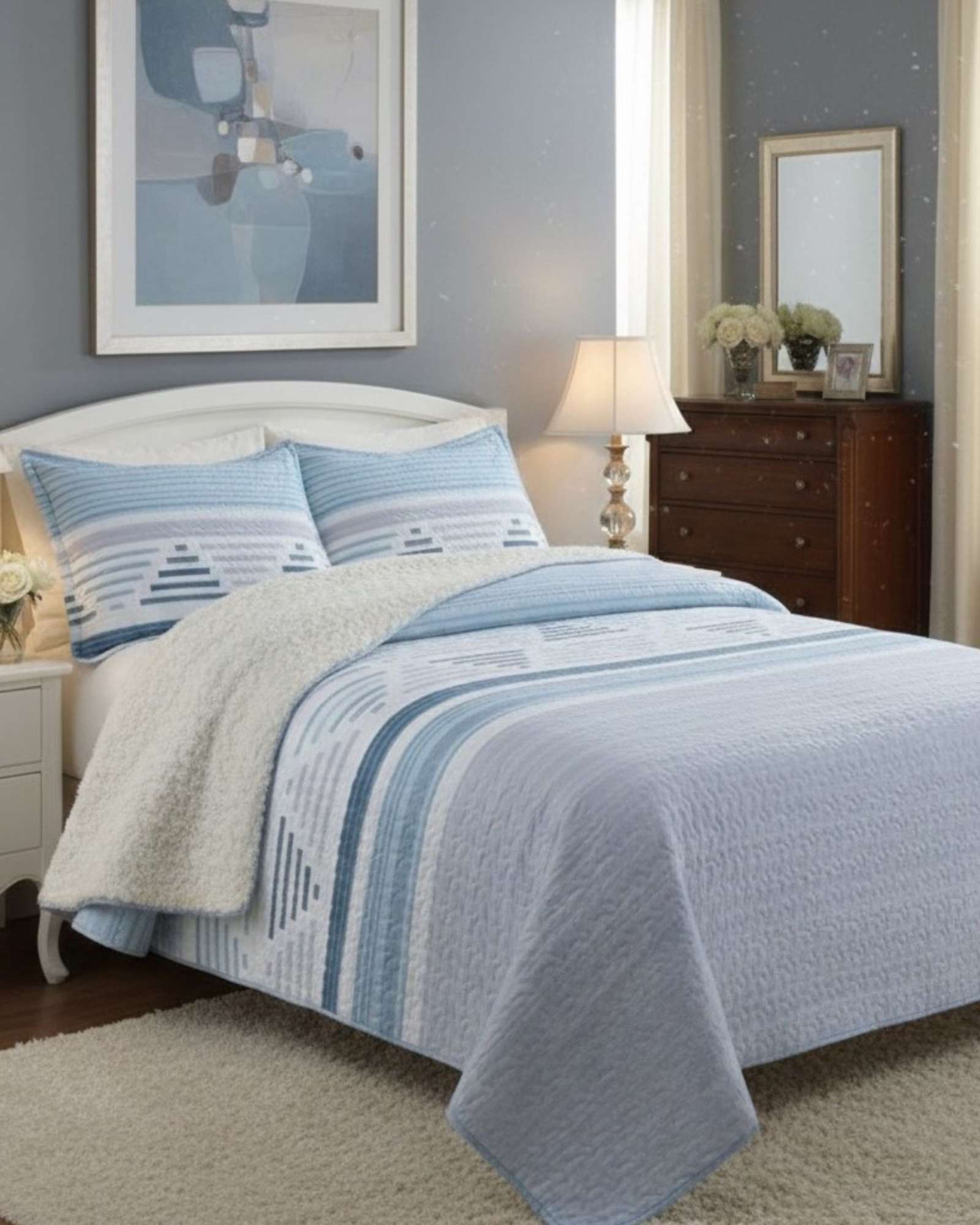 COBERTOR QUILT ELEGANTE CON SHERPA KING MEDIDA 250X270 CM - 4