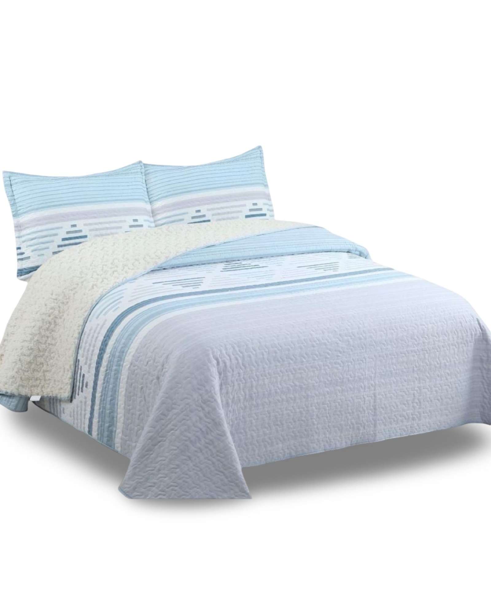 COBERTOR QUILT ELEGANTE CON SHERPA KING MEDIDA 250X270 CM - 5