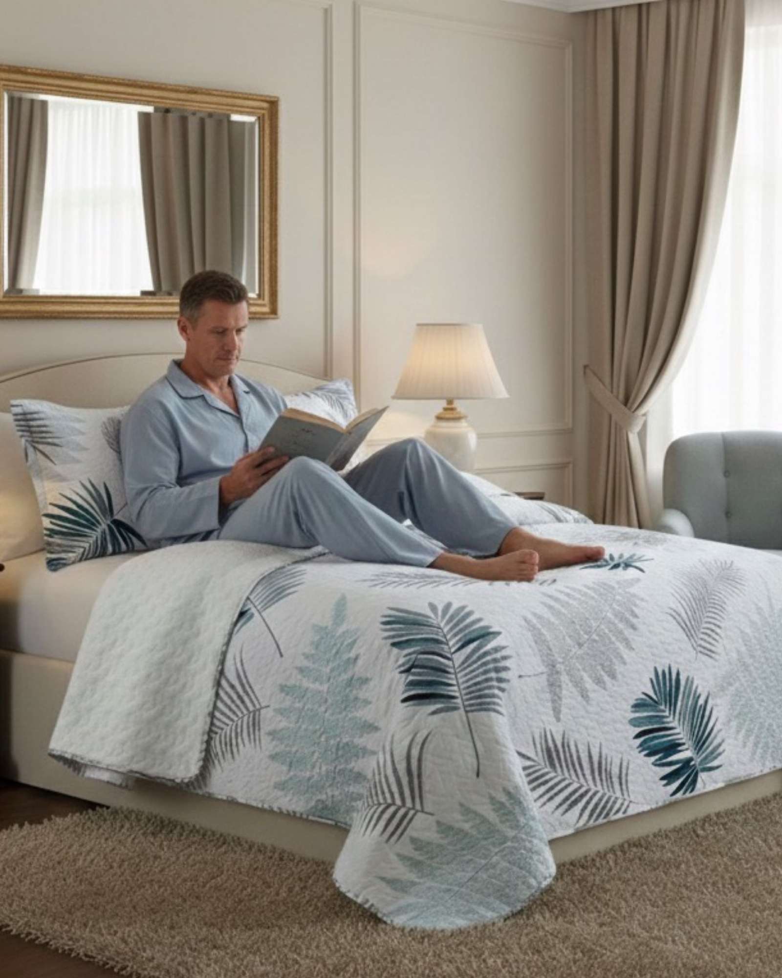 COBERTOR QUILT ELEGANTE CON SHERPA KING MEDIDA 250X270 CM - 2