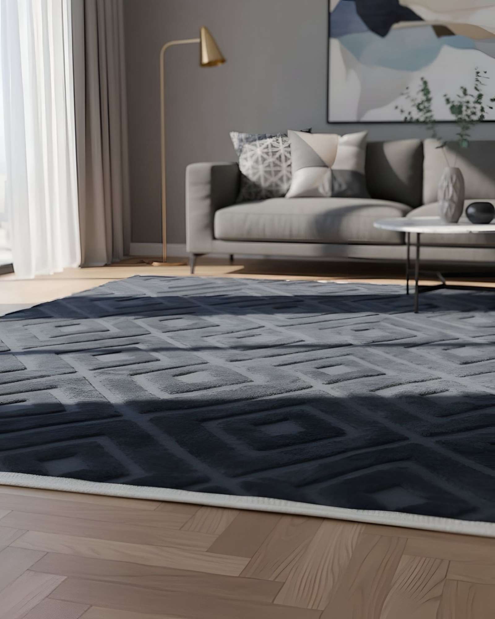 ALFOMBRA JACQUARD TEXTURIZADA CON DISEÑO Y FLECOS 150X200 CM - 1