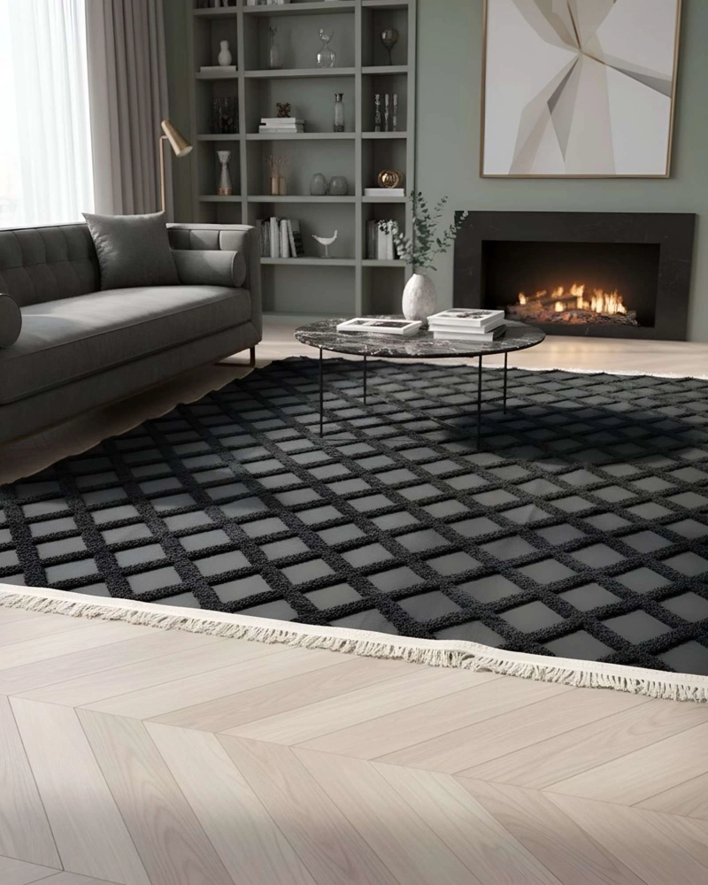 ALFOMBRA JACQUARD TEXTURIZADA CON DISEÑO Y FLECOS 150X200 CM - 7