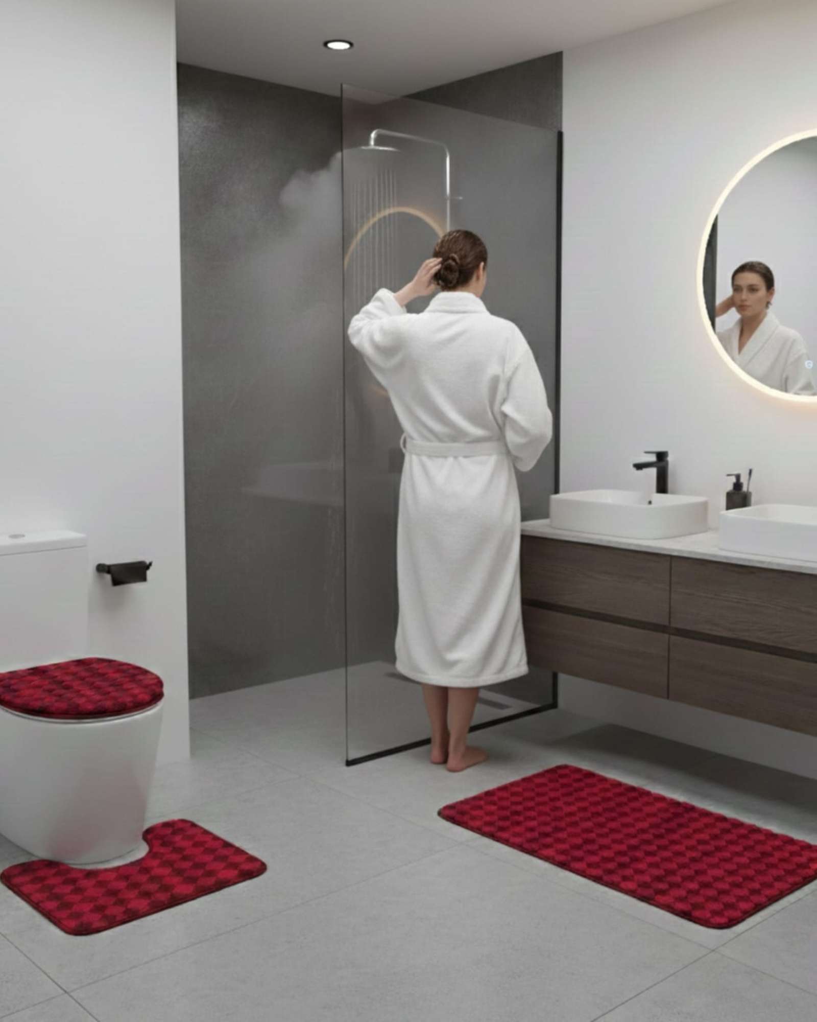 SET DE BAÑO 3 PIEZAS DISEÑO GEOME TRICO 3D - 4