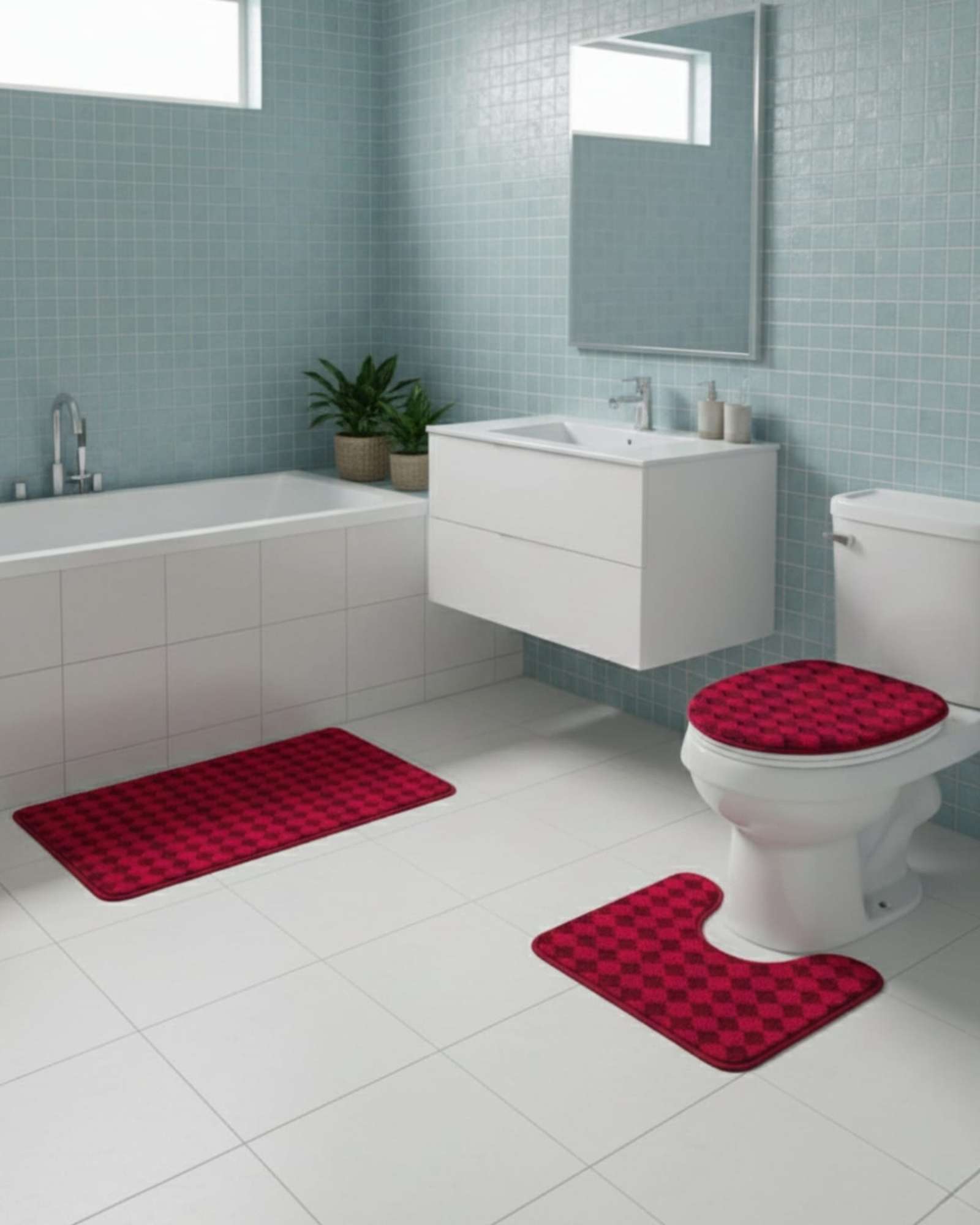 SET DE BAÑO 3 PIEZAS DISEÑO GEOME TRICO 3D - 5