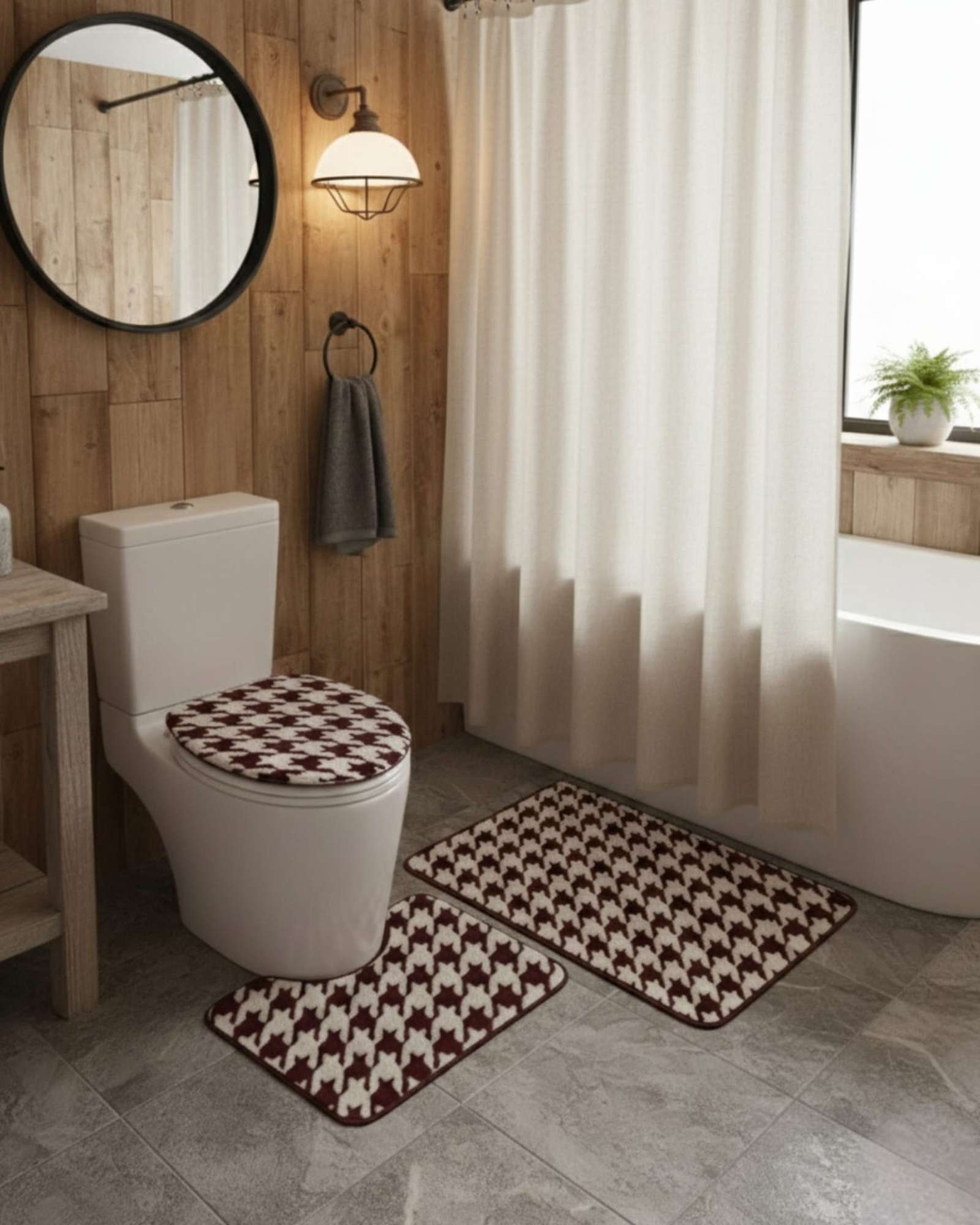 SET DE BAÑO 3 PIEZAS DISEÑO GEOME TRICO 3D - 1