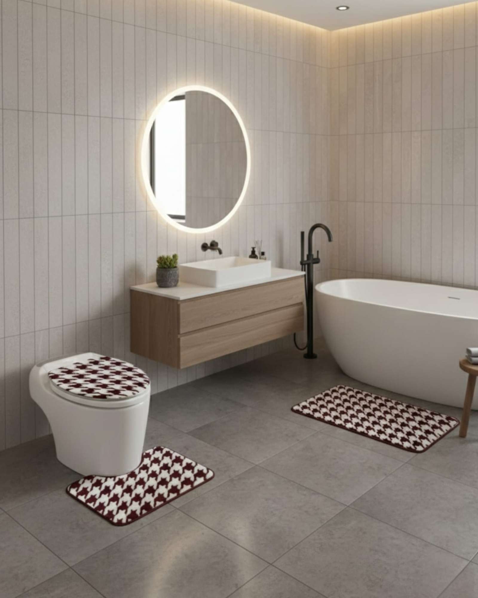 SET DE BAÑO 3 PIEZAS DISEÑO GEOME TRICO 3D - 3