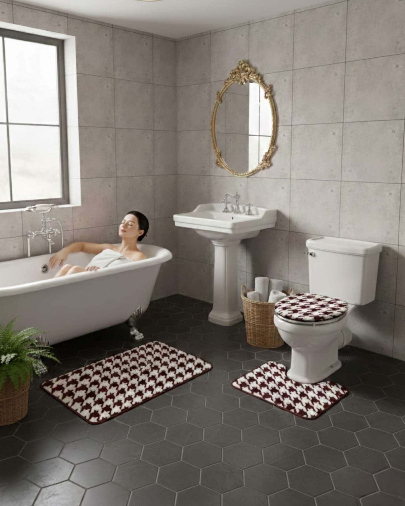 SET DE BAÑO 3 PIEZAS DISEÑO GEOME TRICO 3D - 4