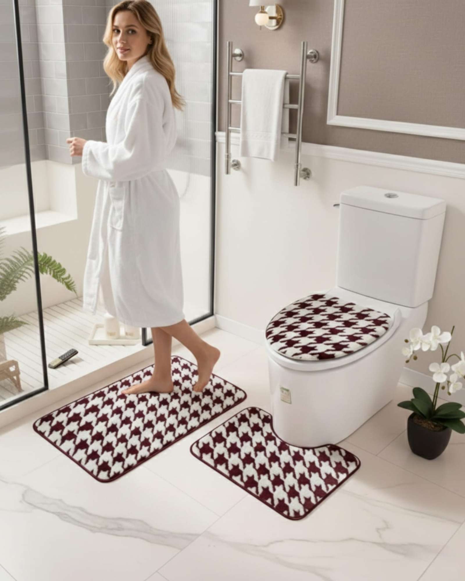 SET DE BAÑO 3 PIEZAS DISEÑO GEOME TRICO 3D - 5