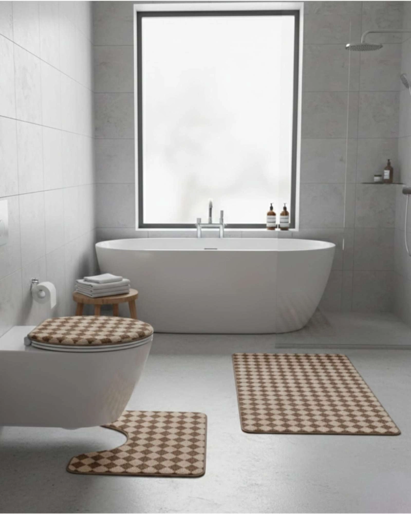 SET DE BAÑO 3 PIEZAS DISEÑO GEOME TRICO 3D - 1