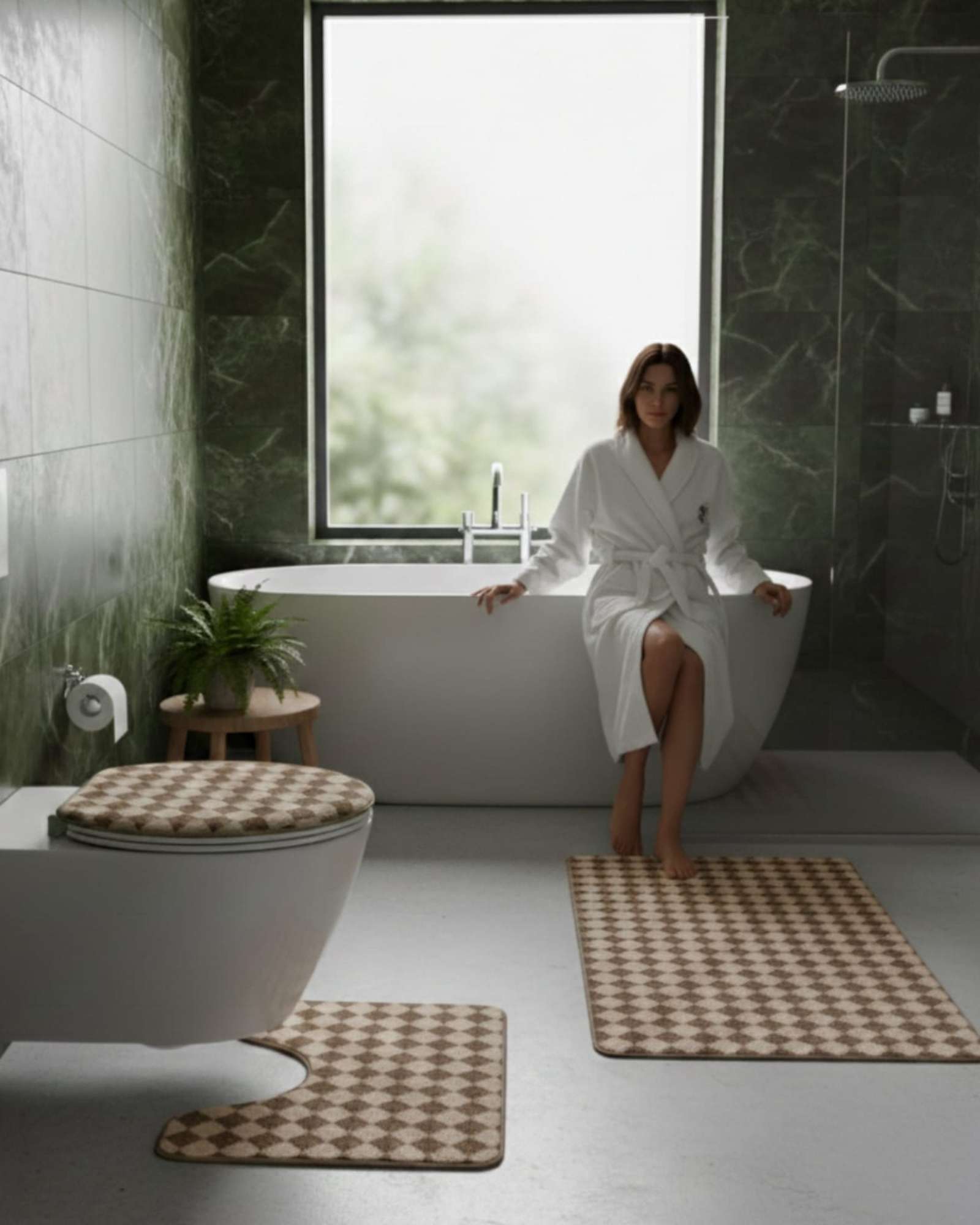 SET DE BAÑO 3 PIEZAS DISEÑO GEOME TRICO 3D - 4
