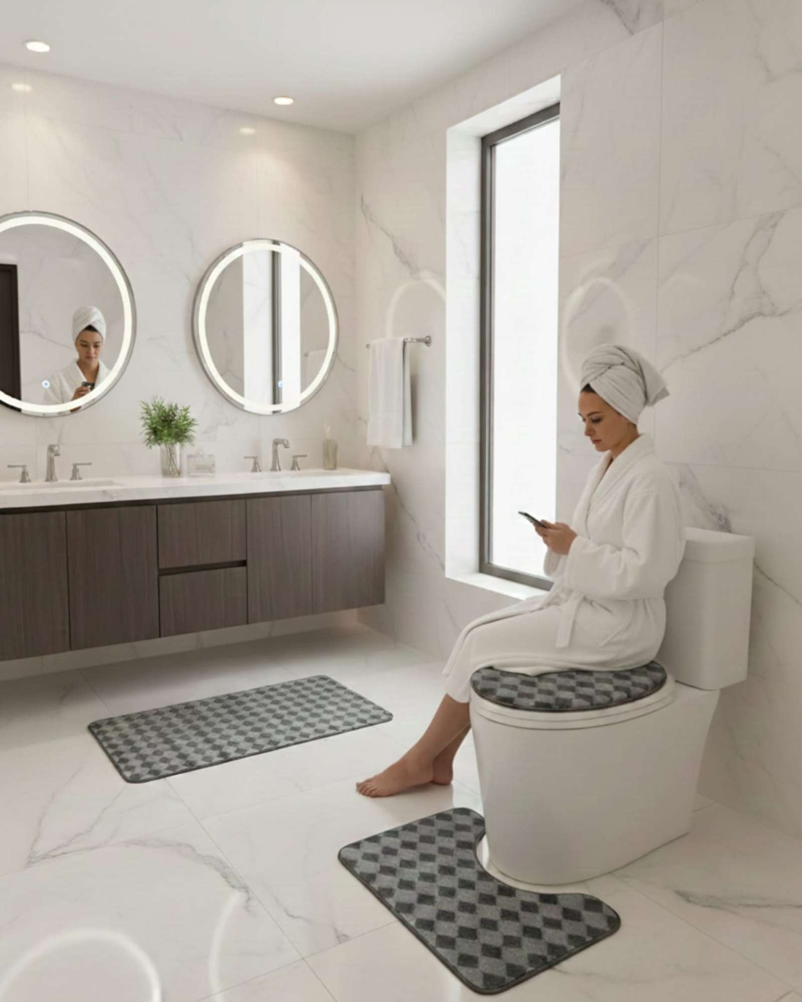 SET DE BAÑO 3 PIEZAS DISEÑO GEOME TRICO 3D - 3