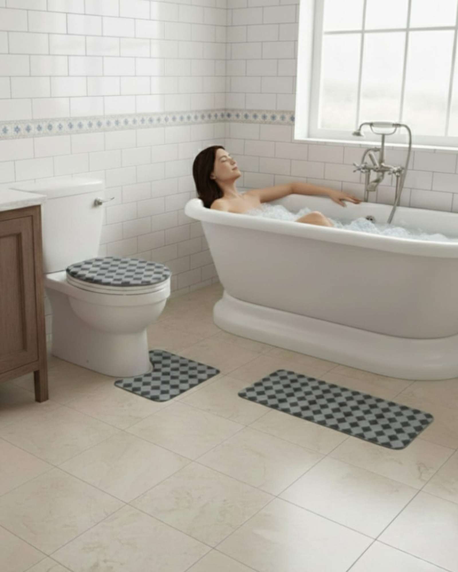 SET DE BAÑO 3 PIEZAS DISEÑO GEOME TRICO 3D - 5