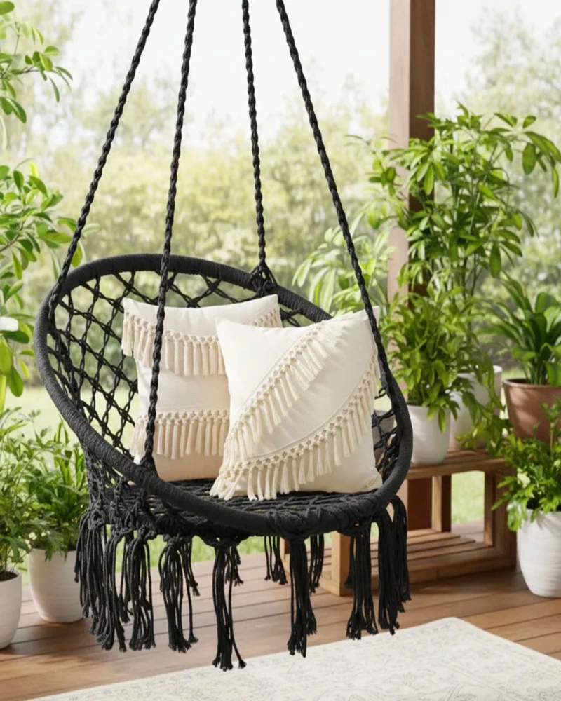 SILLA COLGANTE DE TERRAZA CON 2 COJINES DE CONFORT DISEÑO REFORZADO - 2