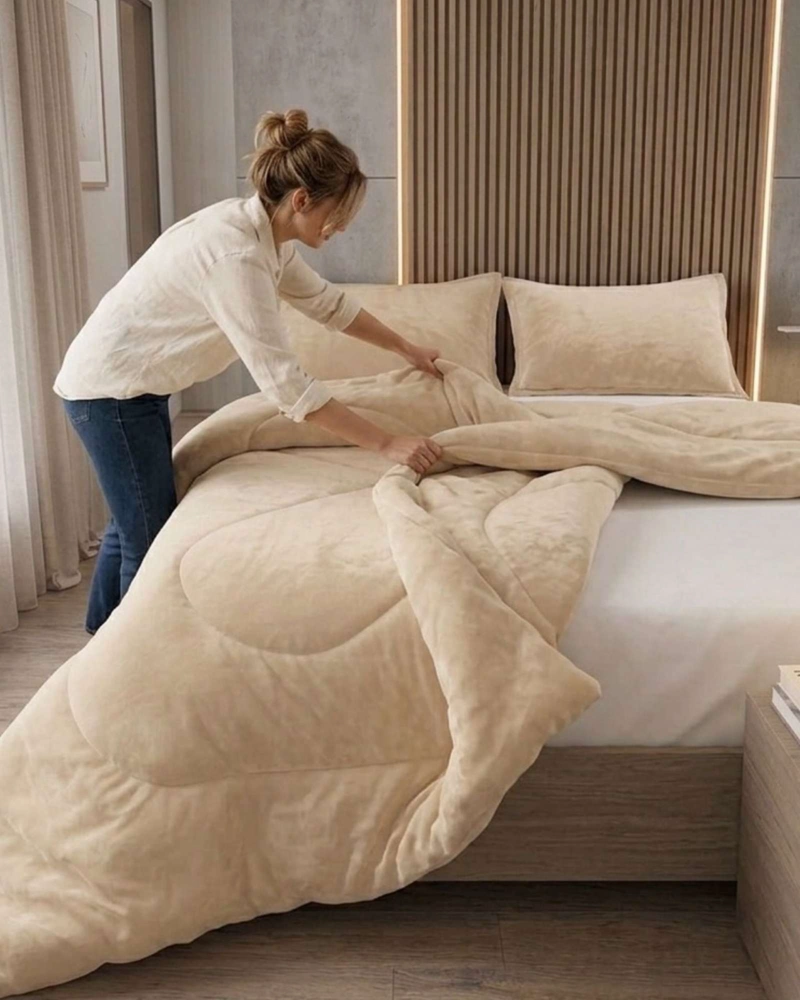 CUBRECAMA PLUMON PLUSH CON CHIPORRO PREMIUM ULTRA SUAVE Y TE RMICO 2 PLAZAS - 3