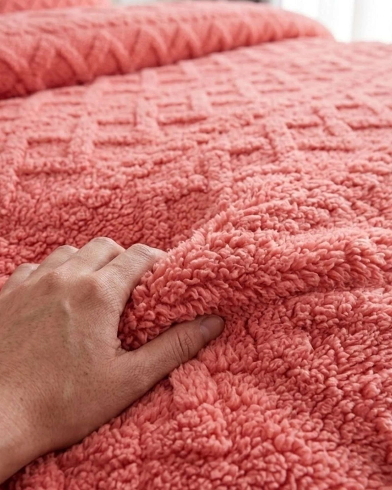 JUEGO DE CUBRECAMA SHERPA CON RELIEVE TRENZADO  2 PLAZAS - 6