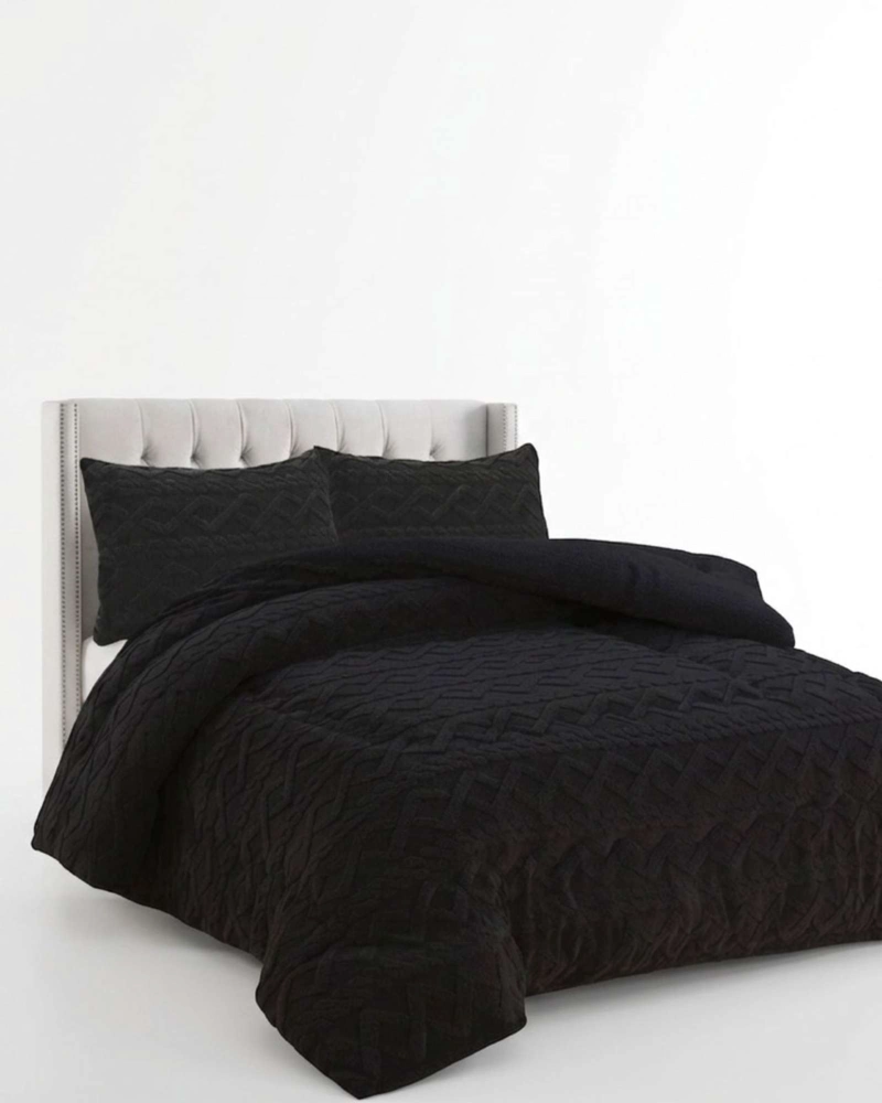JUEGO DE CUBRECAMA SHERPA CON RELIEVE TRENZADO  PLAZA Y MEDIA - 4