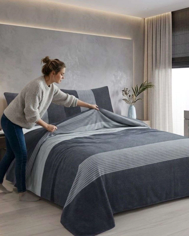 JUEGO DE SABANAS DE POLAR TE RMICAS INVIERNO KING DISEÑO MODERNO - 2