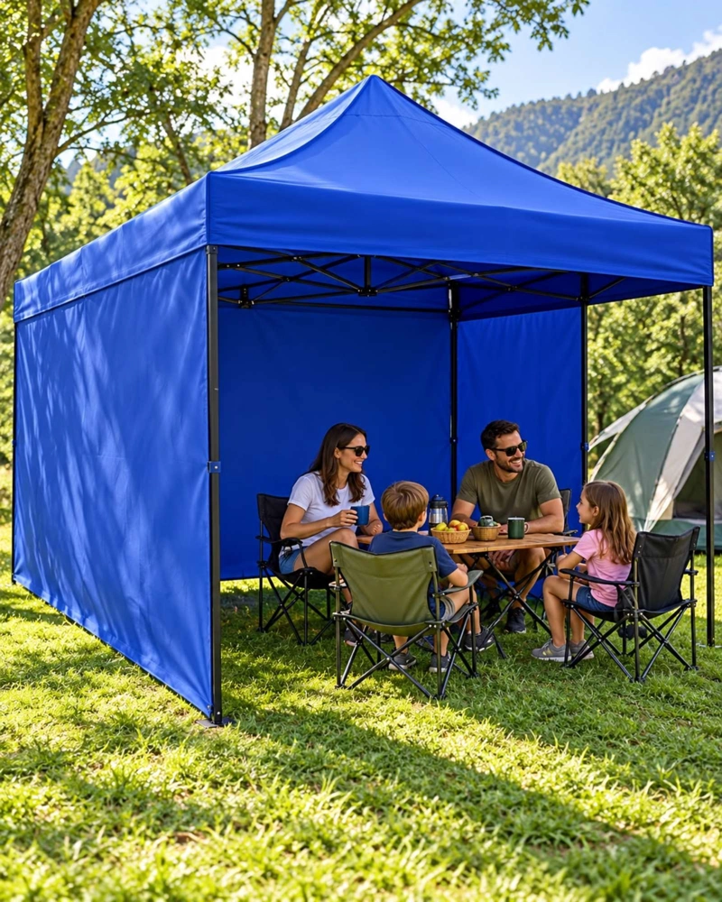 TOLDO PLEGABLE AZUL 3 × 3 M CON FILTRO UV MAS LATERAL - 7