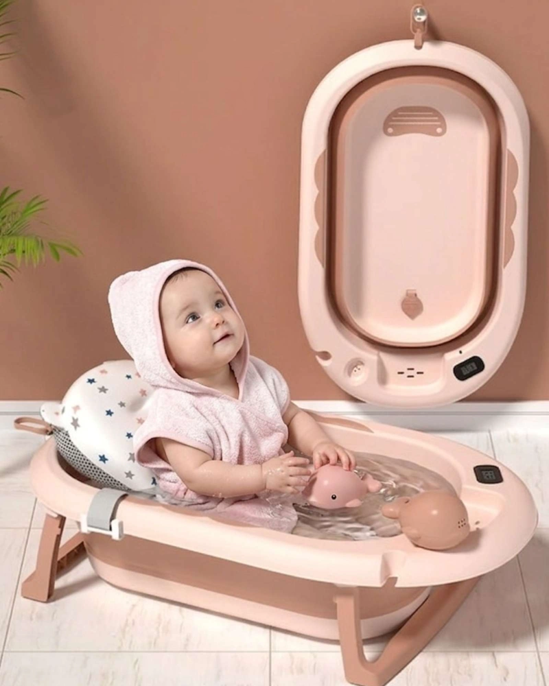 BAÑERA PLEGABLE ERGONOMICA PARA BEBE  CON COJIN DE SEGURIDAD Y TERMOMETRO DIGITAL - 2