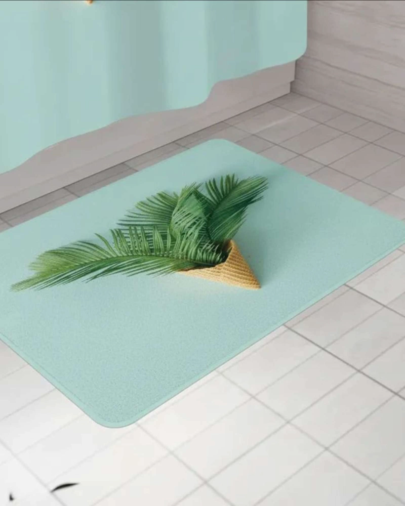 JUEGO DE BAÑO COMPLETO 5 PIEZAS CORTINA DE TELA Y FORRO DE DUCHA - 4