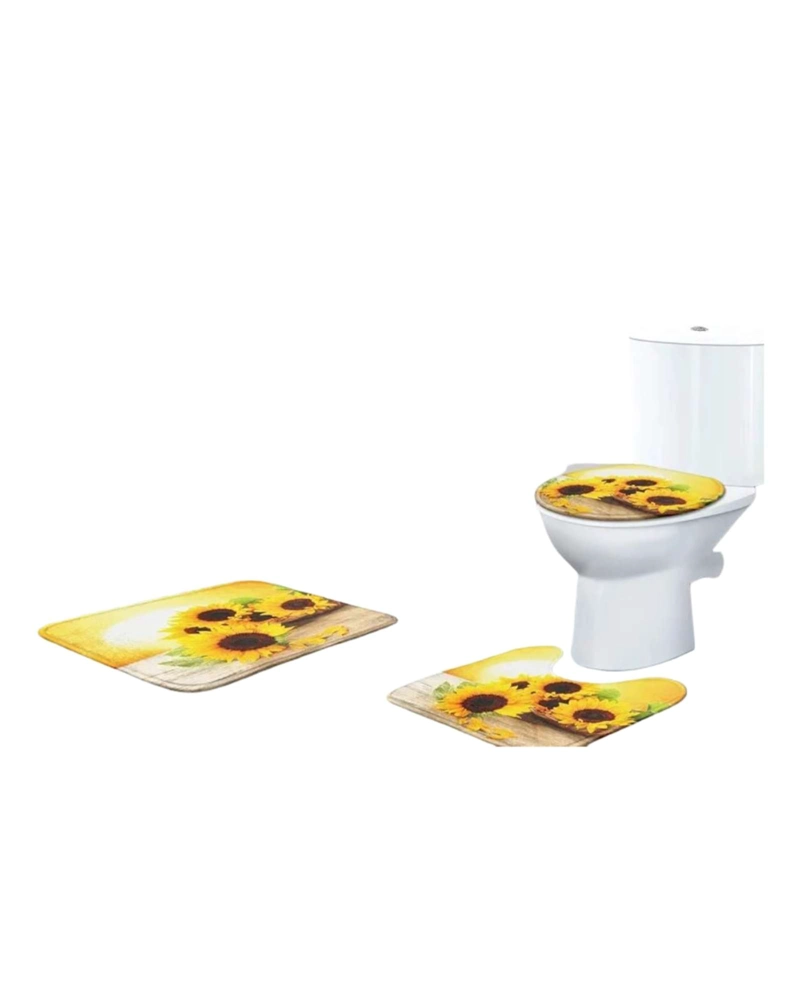 JUEGO DE BAÑO COMPLETO 5 PIEZAS CORTINA DE TELA Y FORRO DE DUCHA - 6