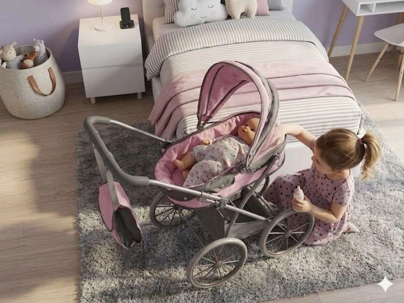 COCHE DE PASEO PARA MUÑECAS HASTA 48 CM + BOLSO - 2