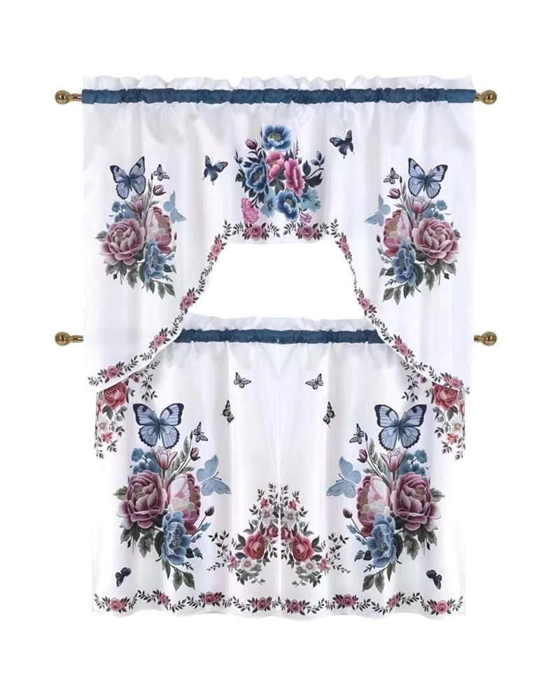 SET DE CORTINAS DE COCINA 3 PIEZAS DISEÑO ELEGANTE Y DECORATIVO - 2