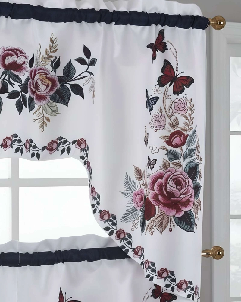 SET DE CORTINAS DE COCINA 3 PIEZAS DISEÑO ELEGANTE Y DECORATIVO - 5