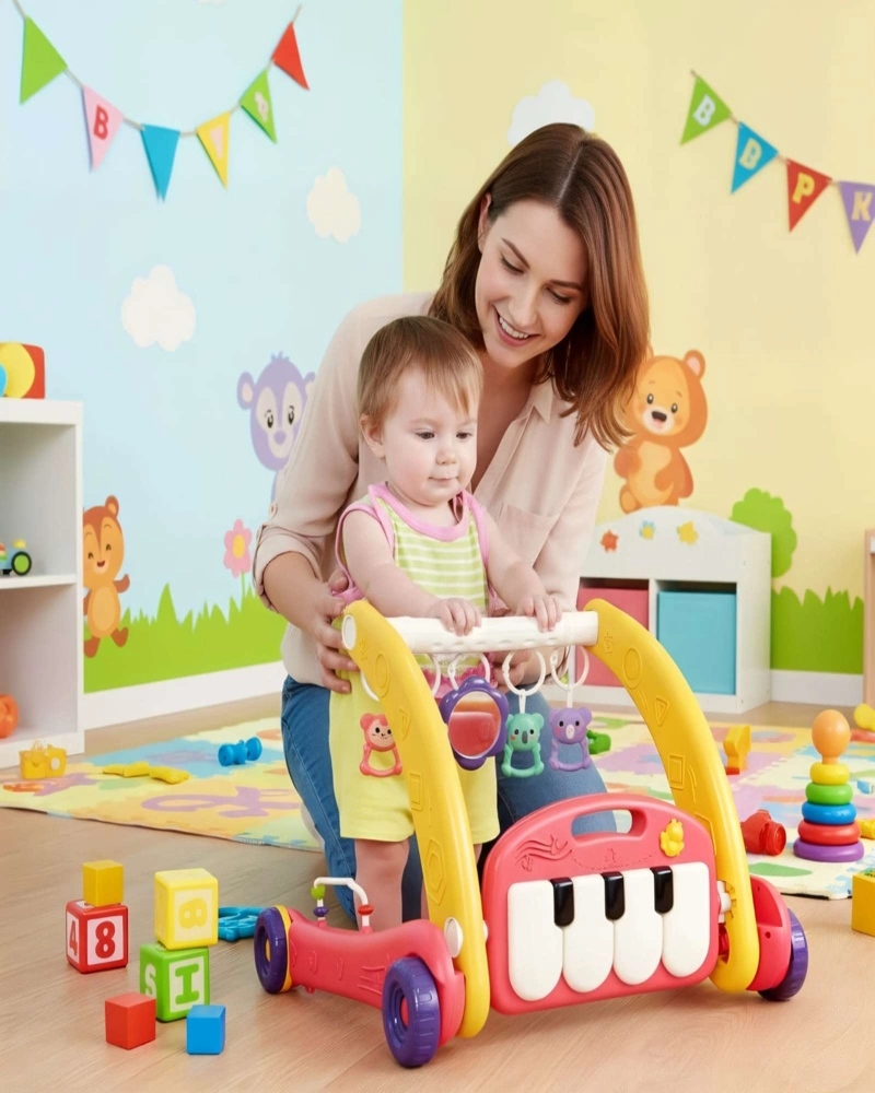 ANDADOR DE BEBE  ERGONOMICO AJUSTABLE CON BANDEJA MUSICAL DIDACTICA - 1
