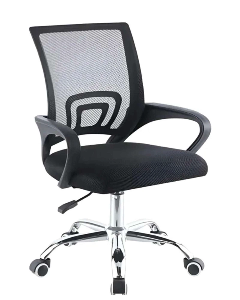 SILLA DE OFICINA ERGONOMICA CON RESPALDO DE MALLA Y BASE CROMADA - 3