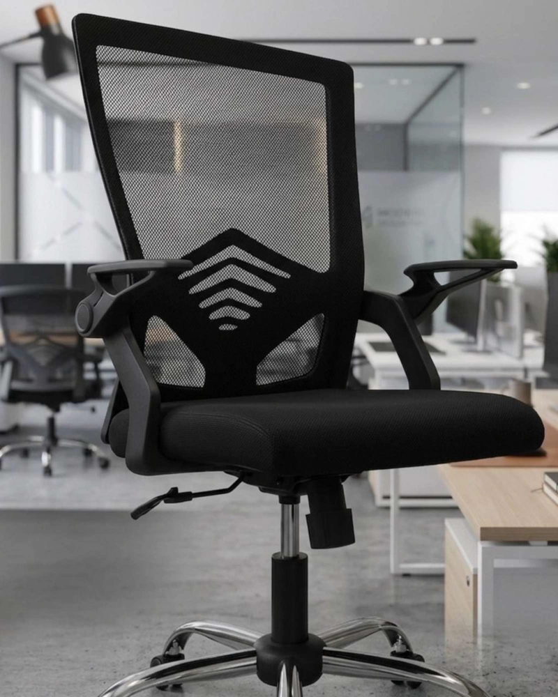 SILLA DE OFICINA ERGONOMICA CON APOYABRAZOS RECLINABLES Y SOPORTE LUMBAR - 1