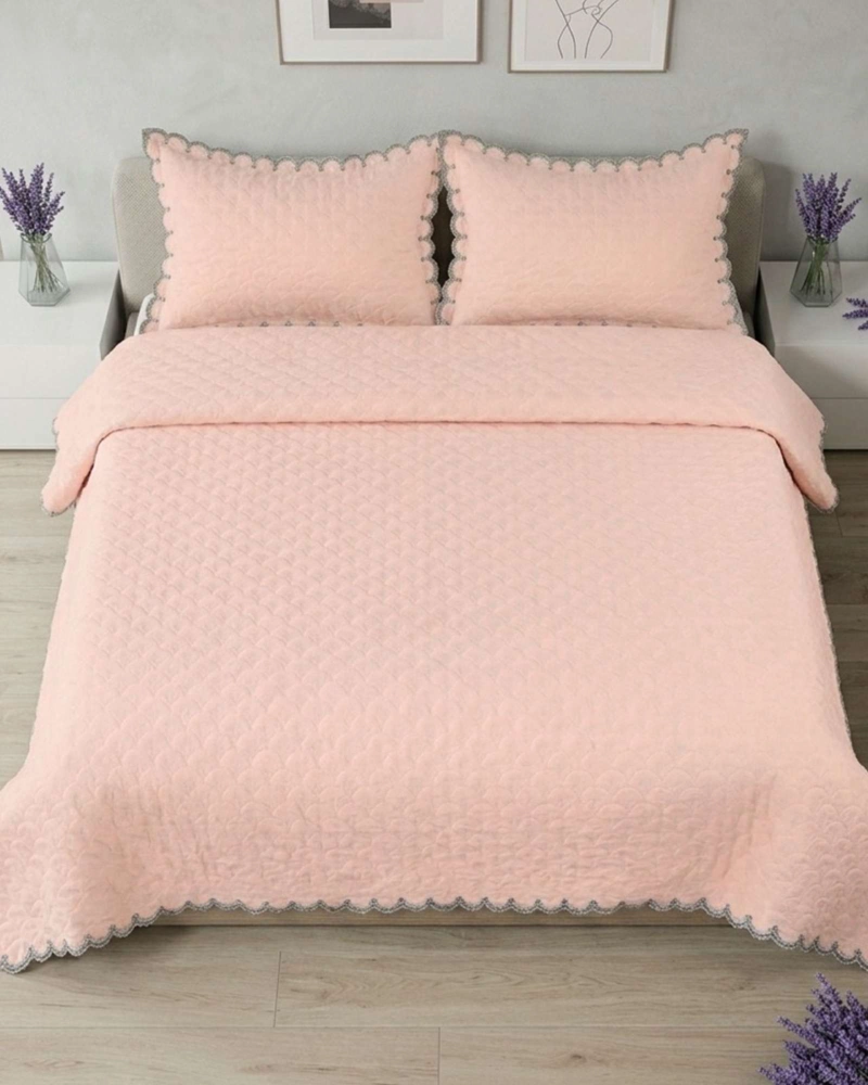 CUBRECAMA QUILT DISEÑO ESCAMAS 2 PLAZAS + FUNDAS - 3