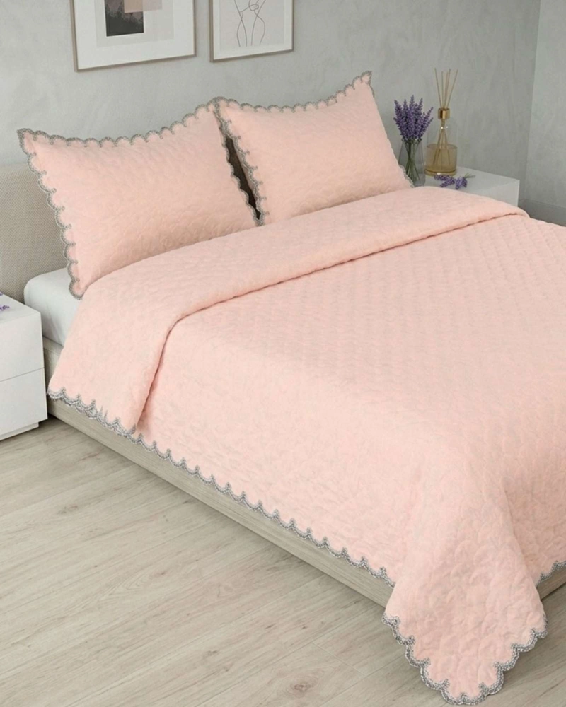 CUBRECAMA QUILT DISEÑO ESCAMAS 2 PLAZAS + FUNDAS - 6