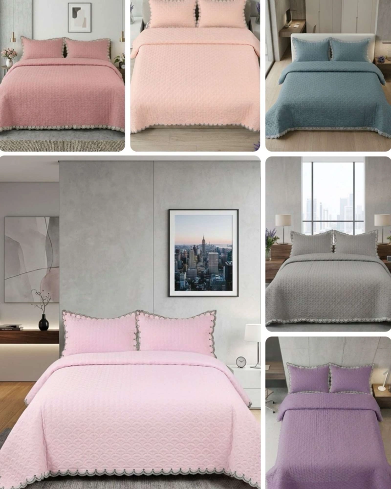 CUBRECAMA QUILT DISEÑO ESCAMAS 2 PLAZAS + FUNDAS - 7