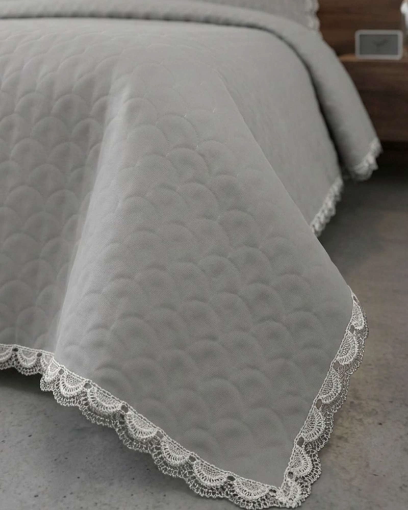 CUBRECAMA QUILT DISEÑO ESCAMAS 2 PLAZAS + FUNDAS - 6