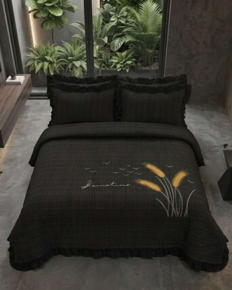 QUILT CUBRECAMA  VERANO ESTAMPADO FLORAL CON BOBOS 2 PLAZAS - 1