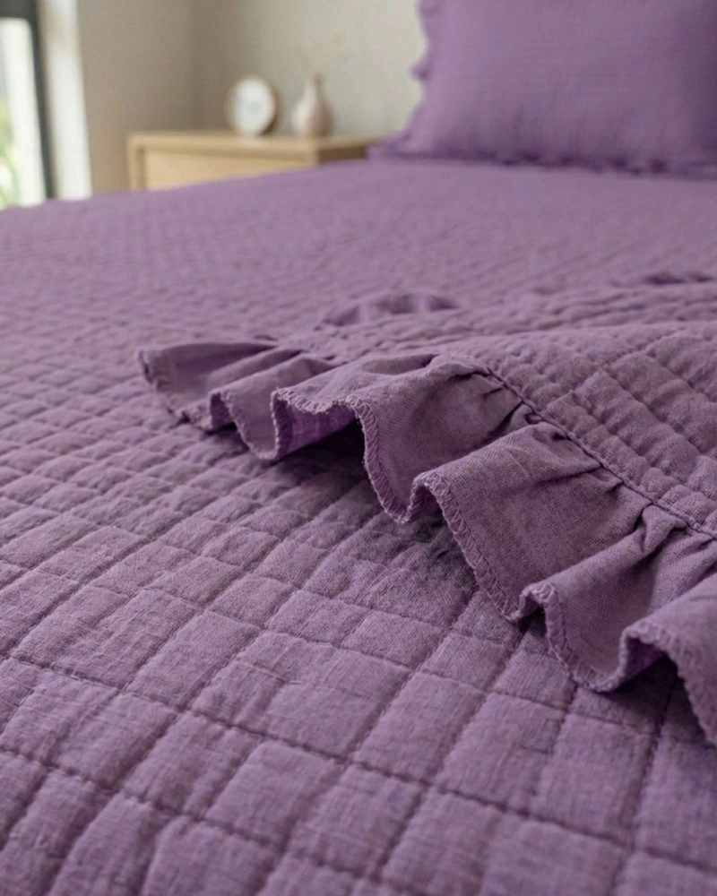 QUILT CUBRECAMA  VERANO ESTAMPADO FLORAL CON BOBOS 2 PLAZAS - 5