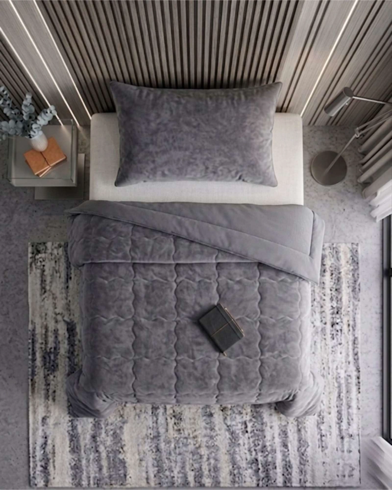JUEGO DE DORMITORIO PREMIUM VELVET CUBRECAMA SABANA BAJERA Y BOLSO PLAZA Y MEDIA 180X230 CM - 3