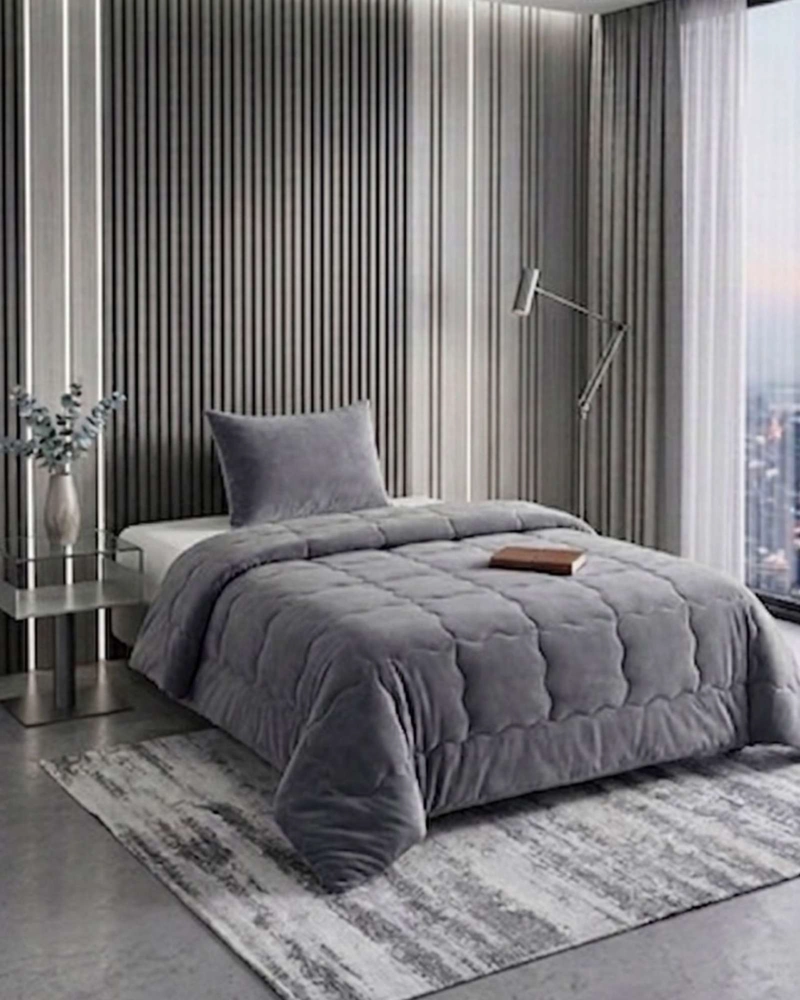 JUEGO DE DORMITORIO PREMIUM VELVET CUBRECAMA SABANA BAJERA Y BOLSO PLAZA Y MEDIA 180X230 CM - 4