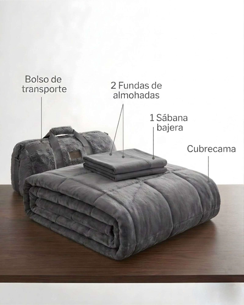 SET PLUMON CUBRECAMA NORDICO FELPA Y BOLSO 2 PLAZAS - 6