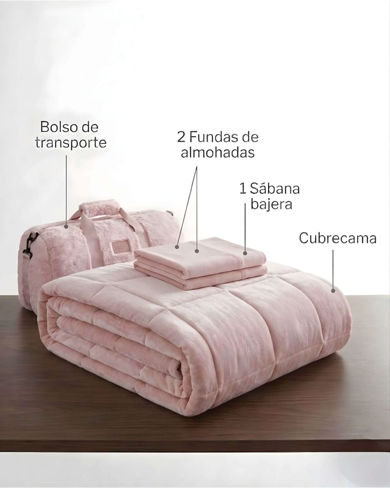 SET PLUMON CUBRECAMA NORDICO FELPA Y BOLSO 2 PLAZAS - 6