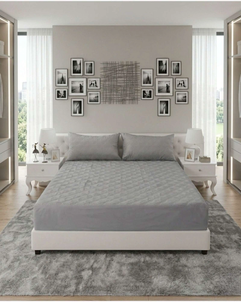 CUBRECOLCHON IMPERMEABLE ACOLCHADO AJUSTABLE + 2 FUNDA KING - 2