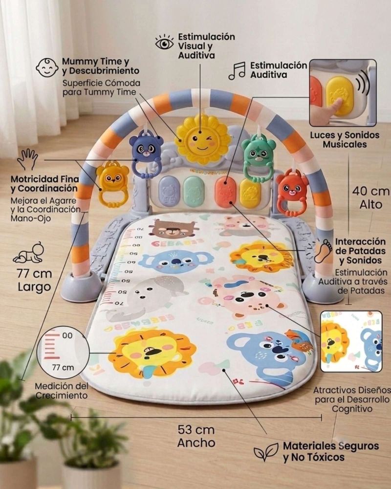 GIMNASIO PARA BEBE  CON PIANO MULTIFUNCIONAL CON SONIDOS Y LUCES - 6