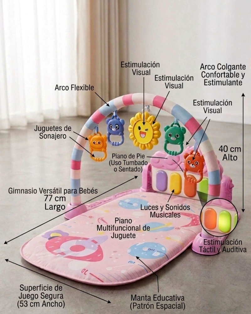 GIMNASIO PARA BEBE  CON PIANO MULTIFUNCIONAL CON SONIDOS Y LUCES - 6